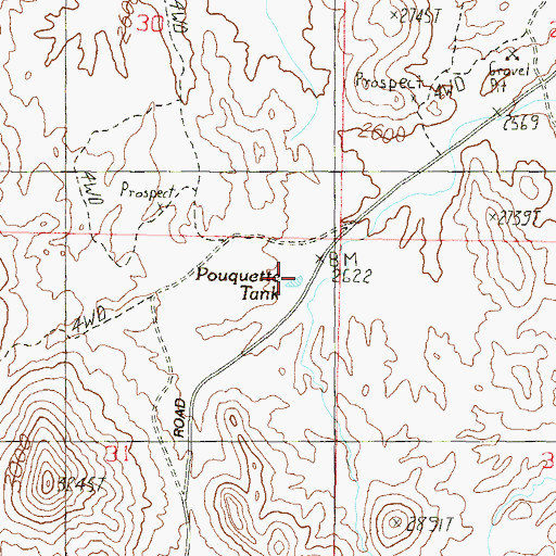 Topographic Map of Pouquette Tank, AZ