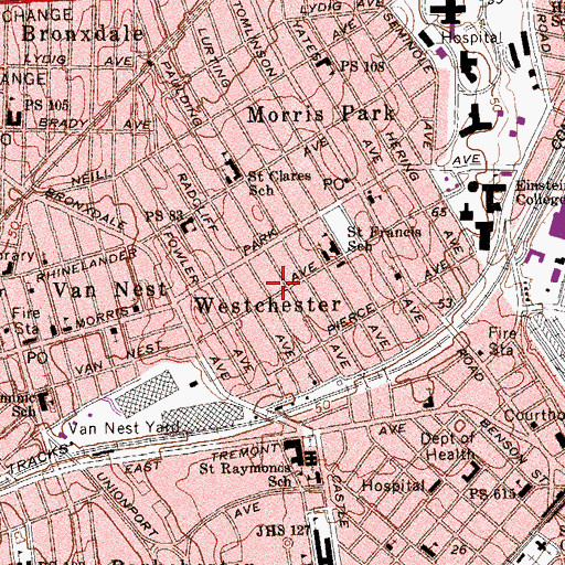 Topographic Map of Westchester, NY