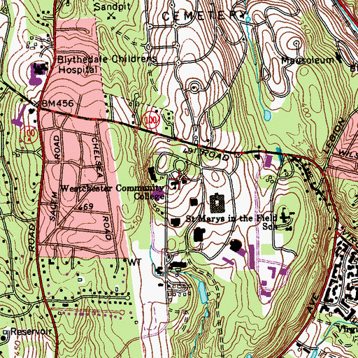 Topographic Map of Westchester Community College, NY