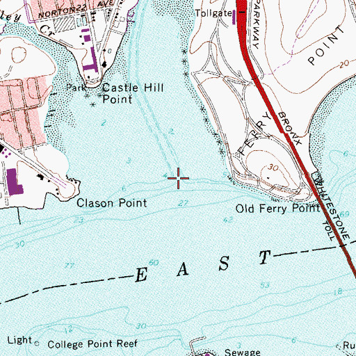 Topographic Map of Westchester Creek, NY