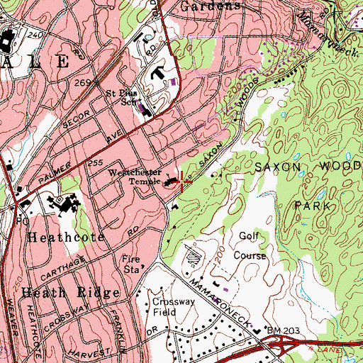 Topographic Map of Westchester Temple, NY