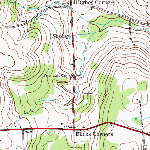Topographic Map of Westcott Cemetery, NY