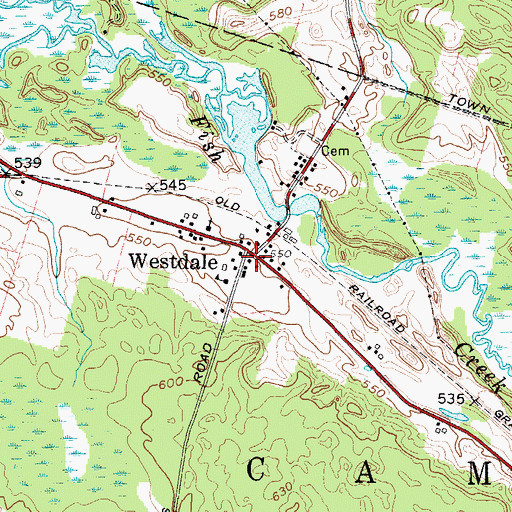 Topographic Map of Westdale, NY