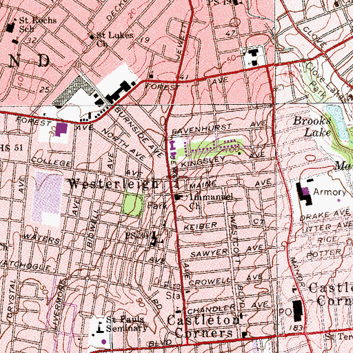 Topographic Map of Westerleigh, NY
