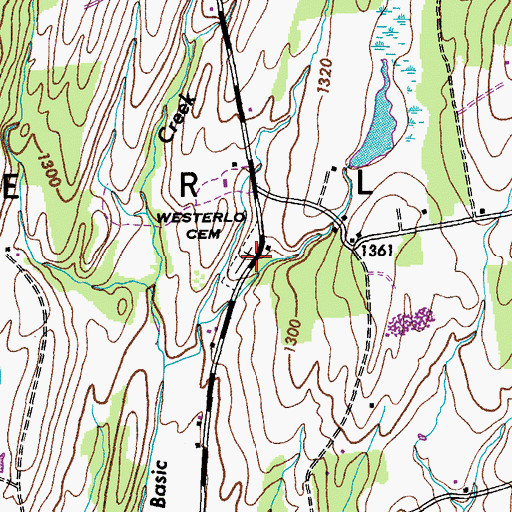 Topographic Map of Westerlo Cemetery, NY