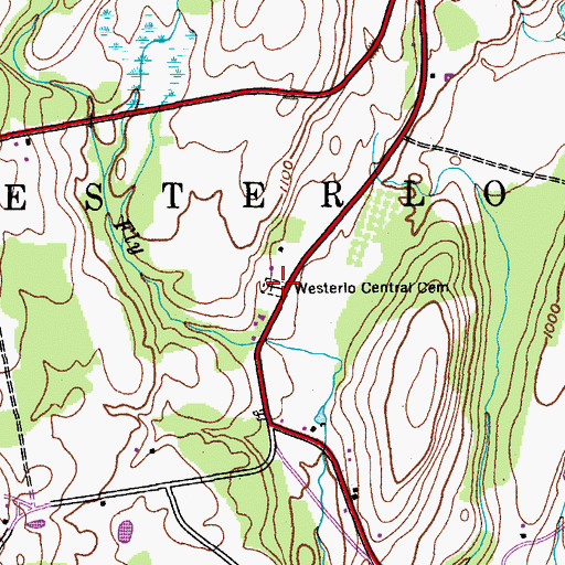 Topographic Map of Westerlo Central Cemetery, NY
