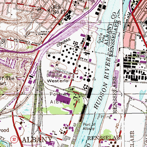 Topographic Map of Westerlo Island, NY
