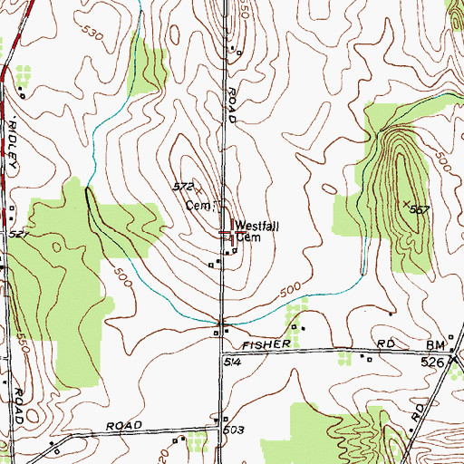 Topographic Map of Westfall Cemetery, NY