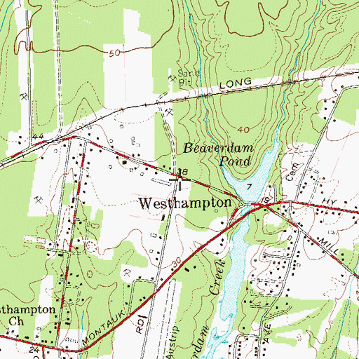 Topographic Map of Westhampton, NY