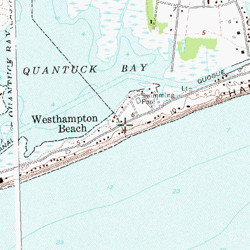 Topographic Map of Westhampton Beach, NY