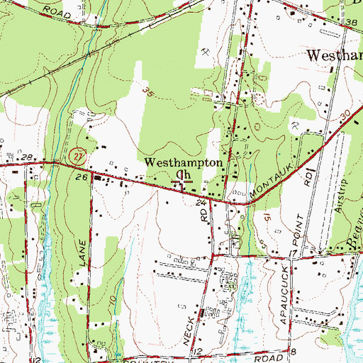 Topographic Map of Westhampton United Methodist Church, NY