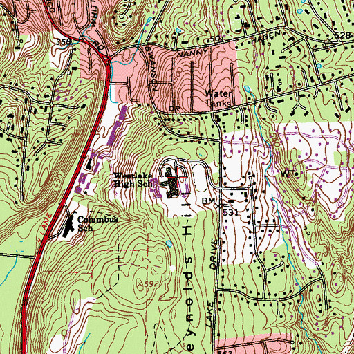 Topographic Map of Westlake High School, NY