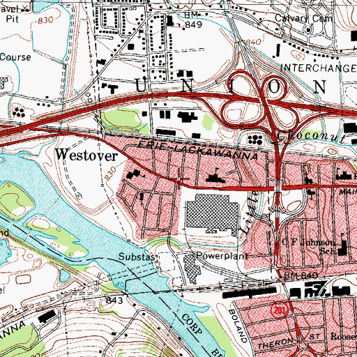 Topographic Map of Westover, NY