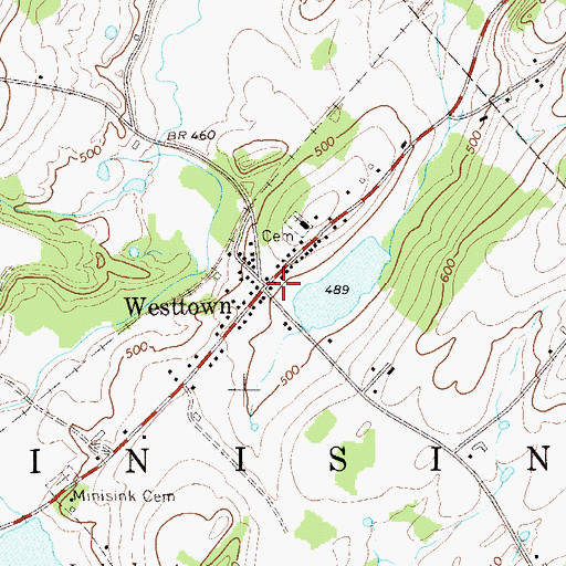 Topographic Map of Westtown, NY