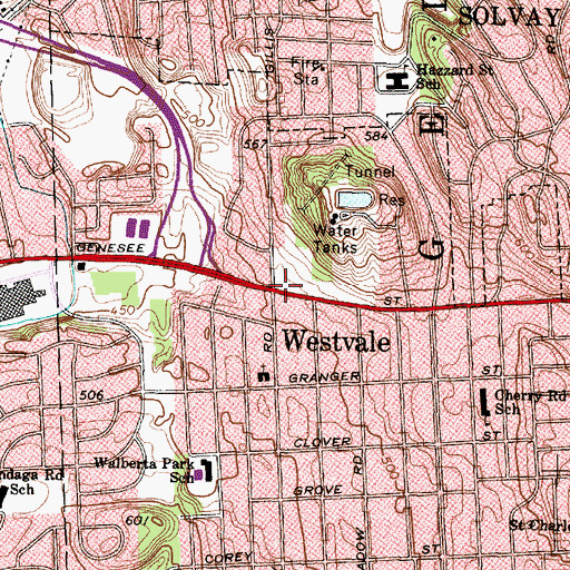 Topographic Map of Westvale, NY