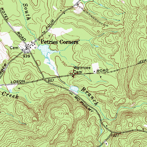 Topographic Map of Campville Cemetery, NY