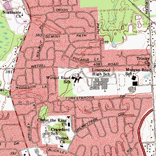Topographic Map of Wetzel Road Elementary School, NY