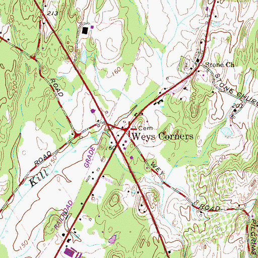 Topographic Map of Weys Corners, NY