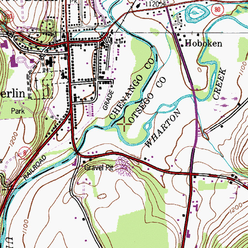 Topographic Map of Wharton Creek, NY