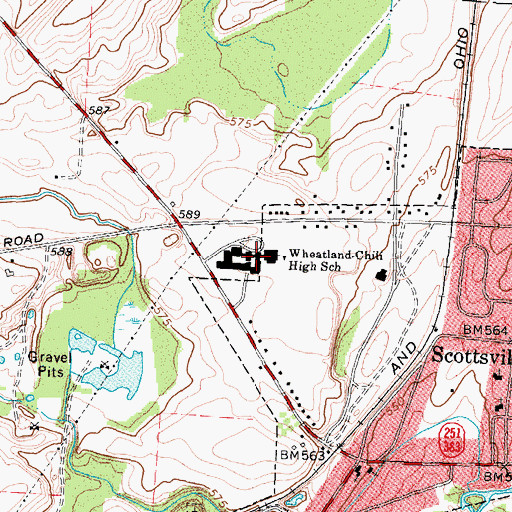 Topographic Map of Wheatland-Chili High School, NY