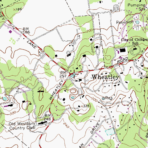 Topographic Map of Wheatley, NY