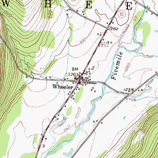Topographic Map of Wheeler, NY