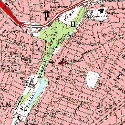 Topographic Map of Wheeler Avenue Elementary School, NY