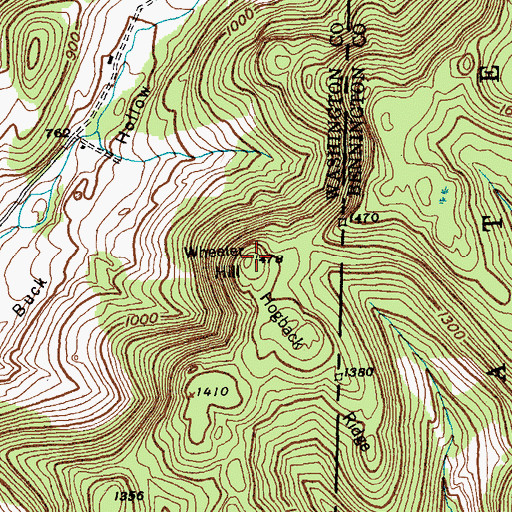 Topographic Map of Wheeler Hill, NY