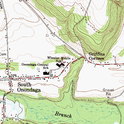 Topographic Map of Wheeler Middle School, NY