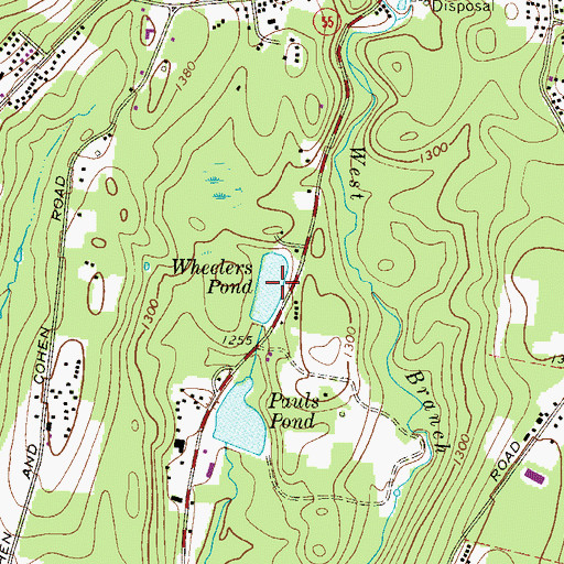 Topographic Map of Wheelers Pond, NY