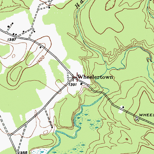 Topographic Map of Wheelertown, NY