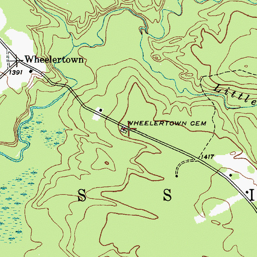 Topographic Map of Wheelertown Cemetery, NY