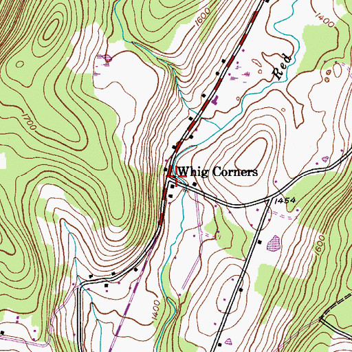 Topographic Map of Whig Corners, NY