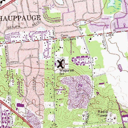 Topographic Map of Whiporwil School, NY
