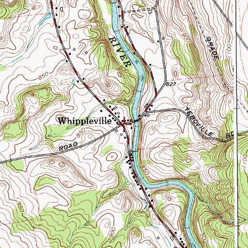 Topographic Map of Whippleville, NY