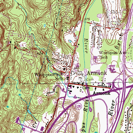 Topographic Map of Whippoorwill School, NY