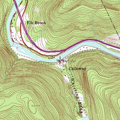 Topographic Map of Whirling Eddy Brook, NY