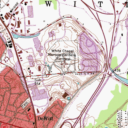 Topographic Map of White Chapel Memory Gardens, NY
