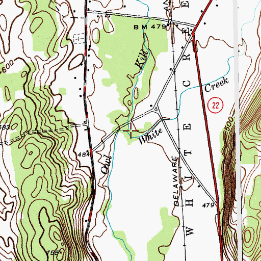 Topographic Map of White Creek, NY