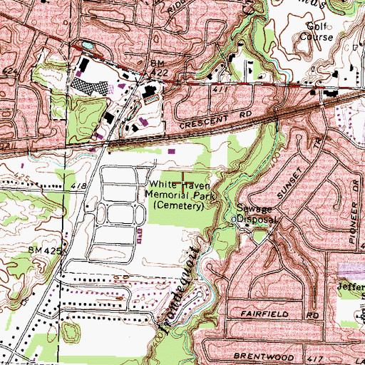 Topographic Map of White Haven Memorial Park, NY