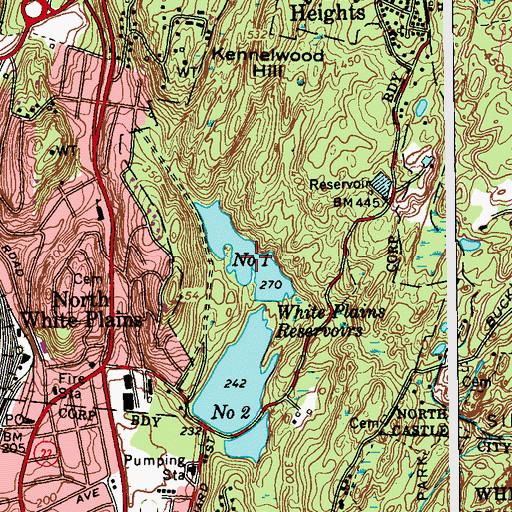 Topographic Map of White Plains Reservoir Number One, NY