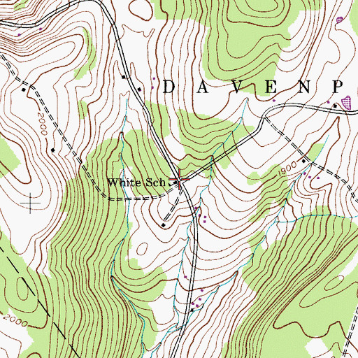 Topographic Map of White School, NY