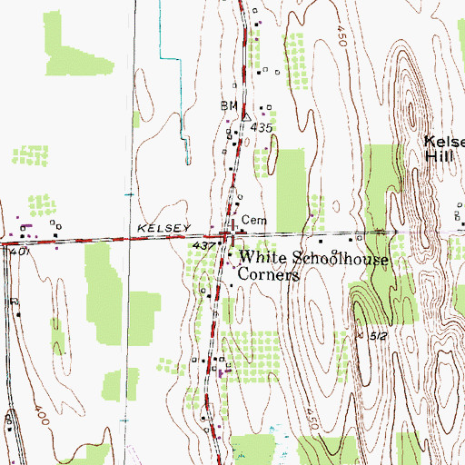 Topographic Map of White Schoolhouse Corners, NY
