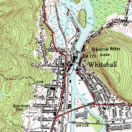Topographic Map of Whitehall, NY