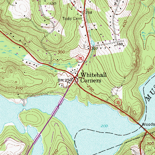Topographic Map of Whitehall Corners, NY
