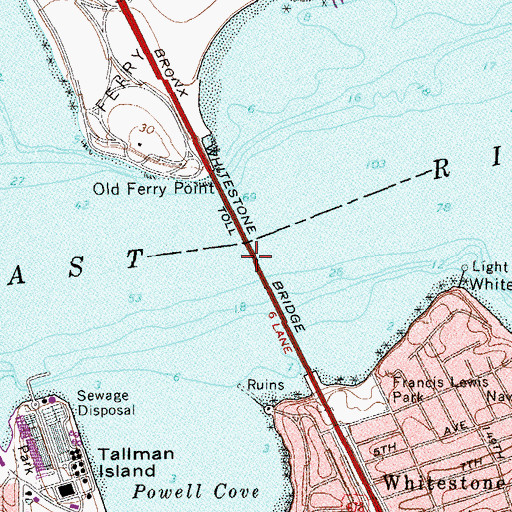 Topographic Map of Whitestone Bridge, NY