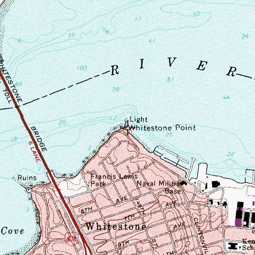 Topographic Map of Whitestone Point, NY