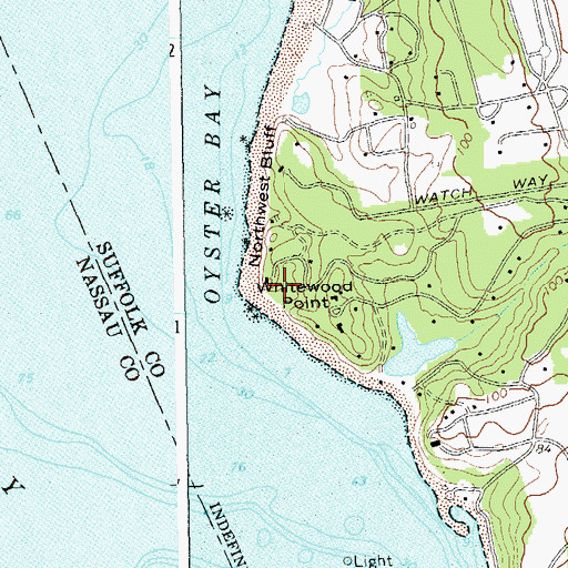 Topographic Map of Whitewood Point, NY
