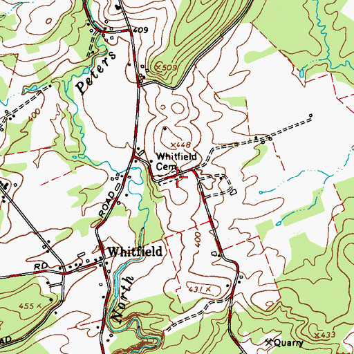 Topographic Map of Whitfield Cemetery, NY