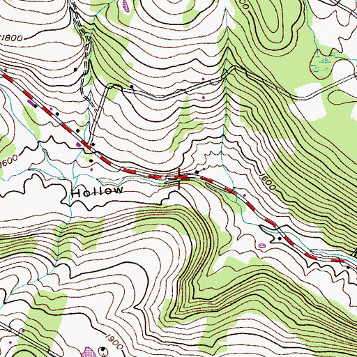 Topographic Map of Whiting Hollow, NY